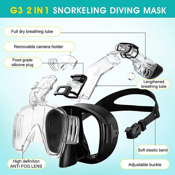 Hopfällbart Anti-Imma Dykmaskkit Heltorrt Toppsystem