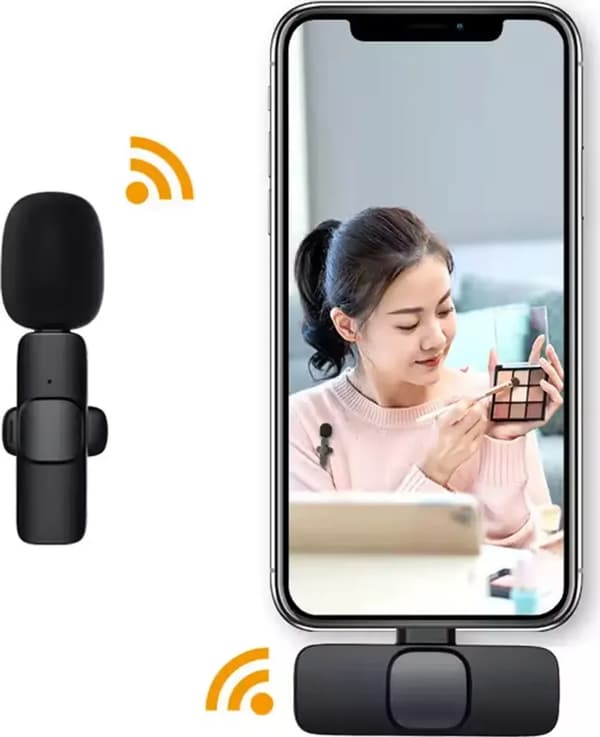 Mini-langaton rintamikrofoni - Langaton Bluetooth-klipsimikrofoni matkapuhelimille - Sopii iOS/Android-suoratoistoon - Musta