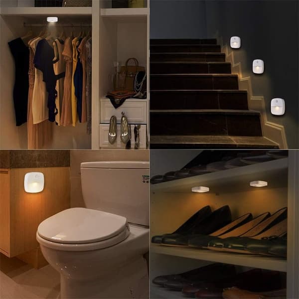 LED Natlamper, 3-pak, Smarte Sensor LED Natlamper, Bevægelsessensor Lys, Velegnet til Soveværelsesskabslamper