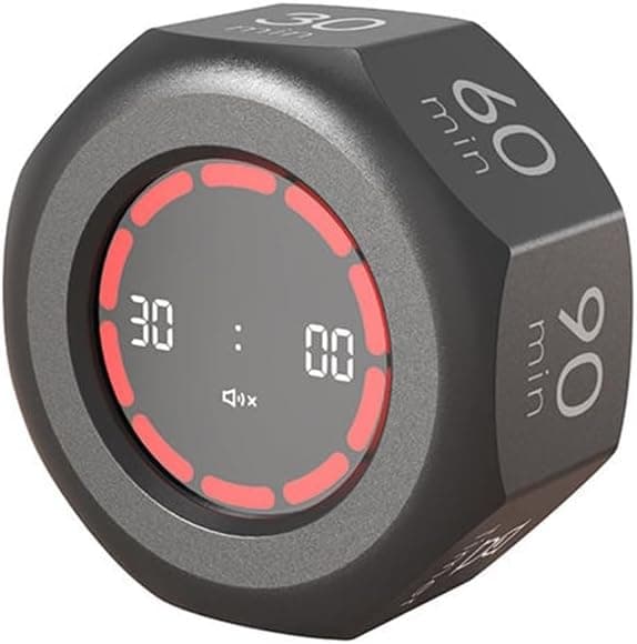 Multi-hexagonal kubetimer, 90-minutters digital timer-sensor med LED-skærm, 7 tidsstyringsværktøjer.