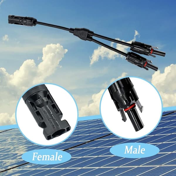 Par af solcellekabel Y-splitter – 6 mm² solpanel Y-forbindelse, MMF & FFM-forbindelse til solcelleanlæg