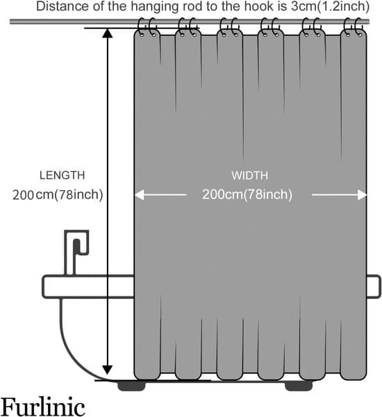 200x200cm Vattentätt Duschdraperi - Mögelresistent och Tvättbart Duschdraperi i Polyester för Badrum