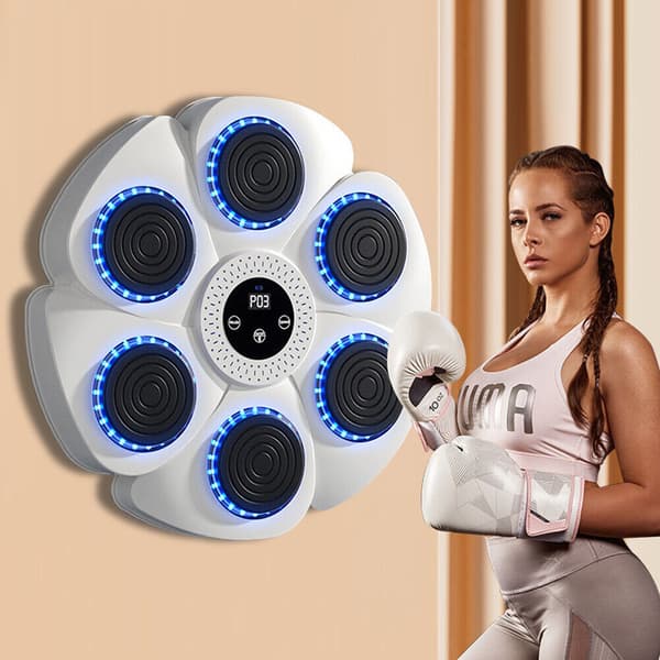 Boxningsmaskin Bluetooth Träning Slagväggfäste Musik Elektronisk Utrustning Vit