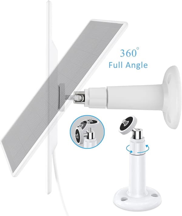 Solpaneler til Ring Stick Up Cam/Pro-batterier og Ring Spotlight Cam Plus/Pro-batterier, 2-pak, med USB-C til stikadapter.
