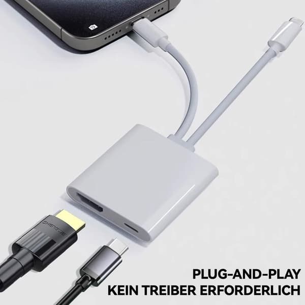 Lightning til HDMI Digital Audio Video Adapter, 1080P HDMI Adapter til iPhone & iPad, synkroniserer video & lyd.