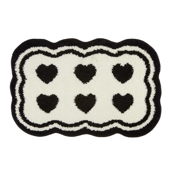 Moderne, stilfuldt, hvidt, vaskbart mikrofiber badeværelsestæppe