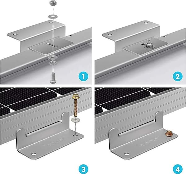 4 x Solpanel Z-klemme monteringssæt Solmodulstøtte