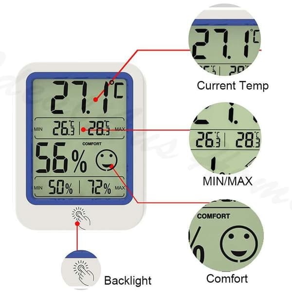 Digital termometer fuktighetsmätare rumstemperatur inomhus LCD hygrometer klocka