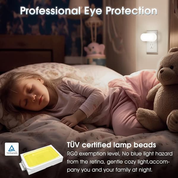 2-pak LED-natlampe til stikkontakt med skumringssensor 1W 5000K Lav