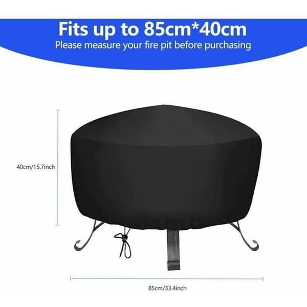 Grill eldstadsskydd, runt eldstadsskydd med dragsko, vattentätt Oxford-tyg eldstadsskydd - diameter 85x40