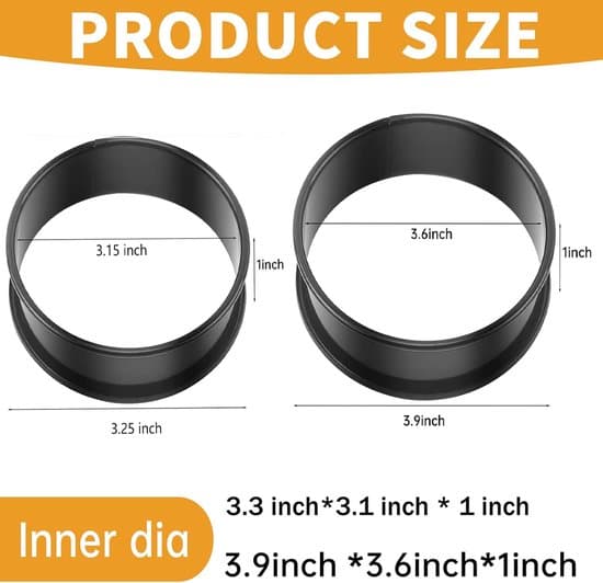 12-dele 10,5x2,5 cm sort rustfrit stål mousse kage ring sæt
