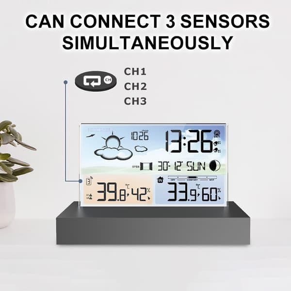 Trådlös Digital Inomhus Utomhus Väderstation Klocka Termometer Hygrometer