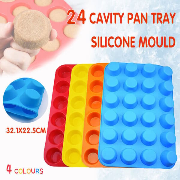 4 stk. 24-hulrums bageplade silikoneform mini cupcake cookie bageform muffinform