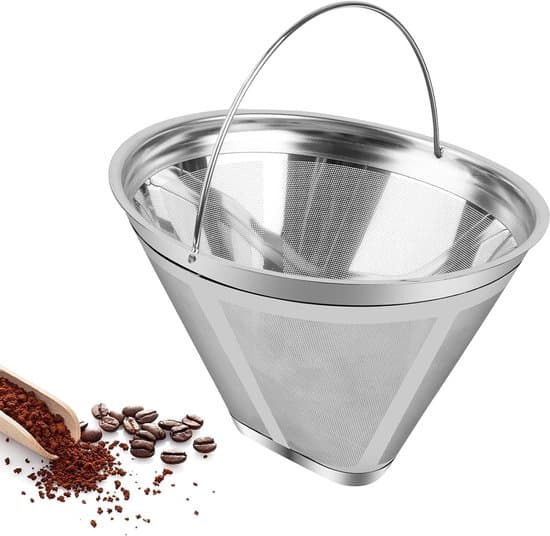 Genanvendeligt kaffefilter størrelse 4 - Permanentfilter i rustfrit stål med håndtag til 8-12 kopper