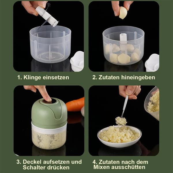 Elektrisk foodprocessor, 250 ml mini hvidløgshakker, grøntsagshakker, multifunktionel hakker