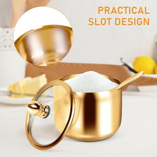 2-delt guld rustfrit stål lufttætte 280 ml krydderiglas med glaslåg og skeer