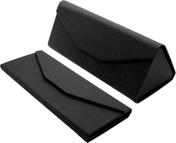Vikbart solglasögonfodral, styv triangelbox med magnetisk stängning och innerfoder, unisex.