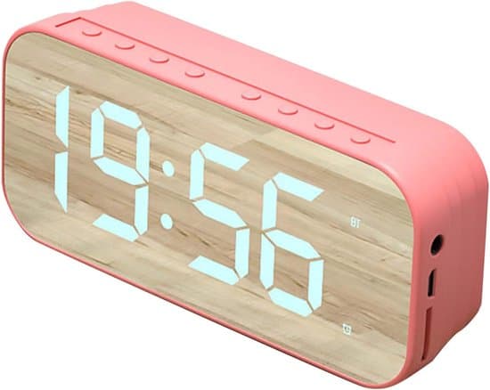 Digital klocka - Väckarklocka Radio - Sovrumsskrivbord - Spegeldisplay - 16x9x5 cm - Rosaröd