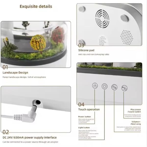 Landskabs Aroma Diffuser, Farverig Atmosfære, Hjem Soveværelse Regndråbe Aroma Diffuser Luftfugter - Hvid