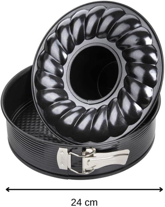 Kakformar, springform med platt och rörformad bas Ø 24 cm, svart metallic