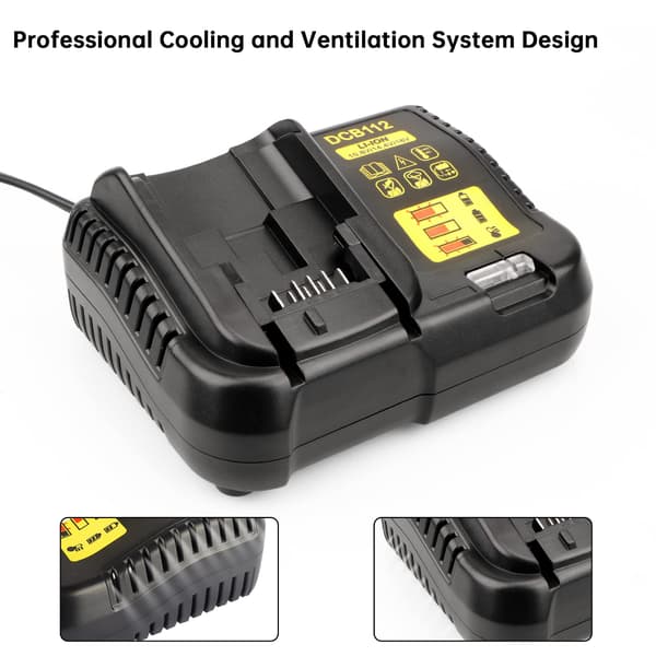 10,8V - 18V Litiumjonbatteriladdare, kompatibel med DeWalt DCB112 DCB115 XR multispänningsmodeller