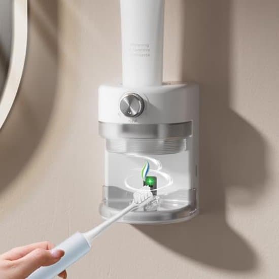 Automatisk tandpastadispenser med vægmontering og justerbar doseringsmængde