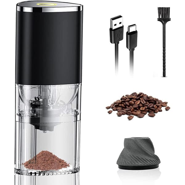 Elektrisk kaffekværn til formaling af bønner, nødder, krydderier, urter, blender, USB, hvid