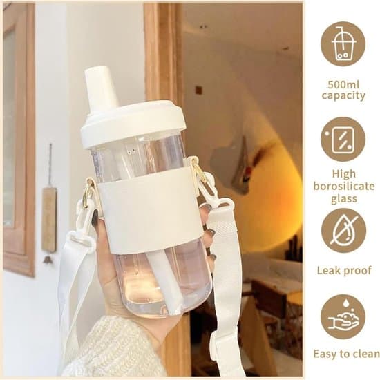 Bubble Tea Mugg - 500 ml - Återanvändbart Glas - Flerfärgad