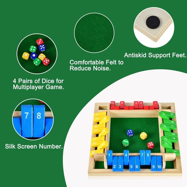 Flip Card Trælegetøj Trænummer Spil Terningespil Brætspil Shut The Box