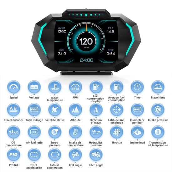 Head-Up Display - Bil speedometer - Køreinformation - OBD2 GPS Dobbelt System