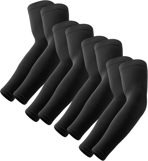 UV-skyddande armärmar - unisex - svart - 6 par per förpackning