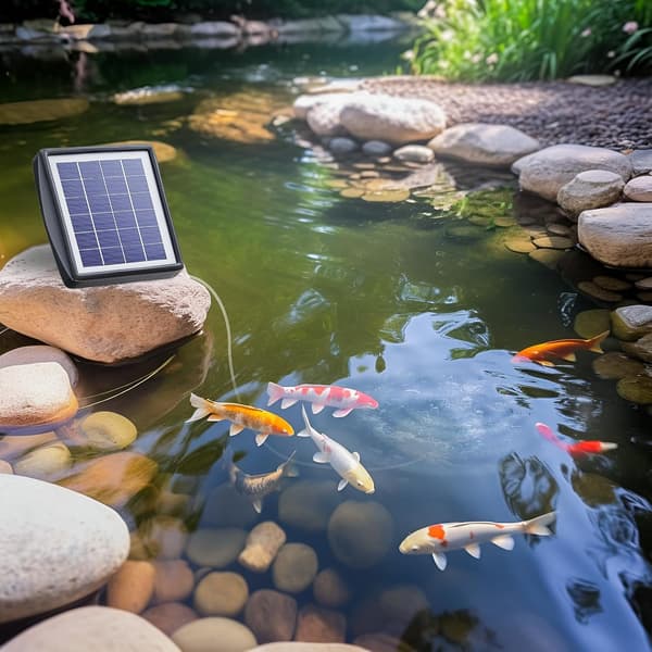Soldriven luftare fiskdammar 3W akvarieluftpump 2 luftstenar