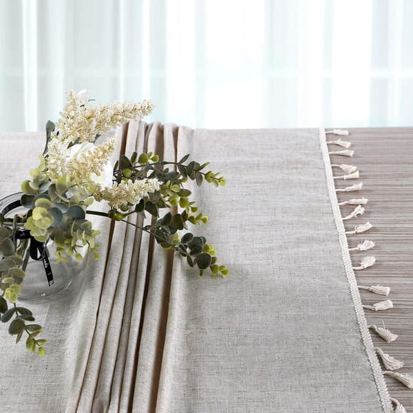 Solid bomuldslinnedug kvaster rektangulær støvtæt køkken spisning picnic beige 140x140cm