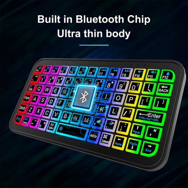 Mini trådløst tastatur Bluetooth-telefoner tablets farvebaggrundsbelysning