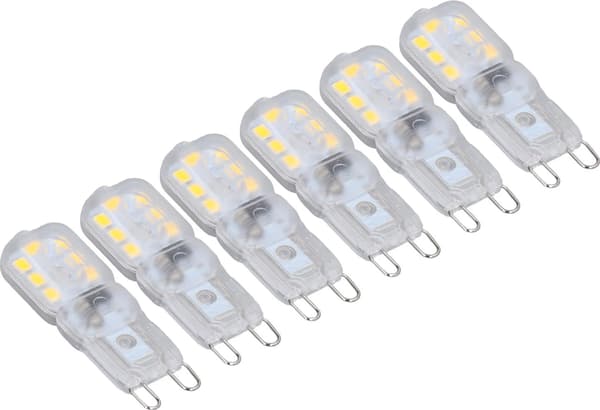 G9 LED-lampor, 6-pack dimbara G9-lampor, 3W, 14 LED-pärlor.