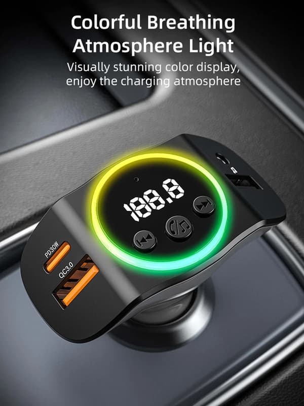 Bil Bluetooth 5.3 FM-sändare, trådlös biladapter