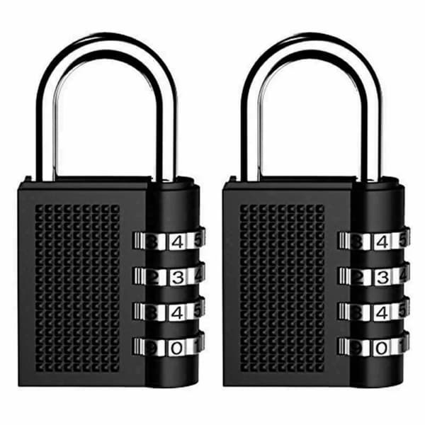 2X kombinationshængelås 4-cifret kodelås 40mm sort