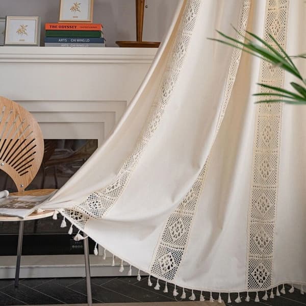 Gardinstang hul vævning-beige 150*300cm