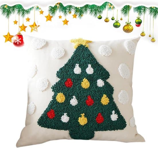 2 stk. 45x45 cm Vinter Juletræ & Snefnug Bløde Dekorative Pudebetræk