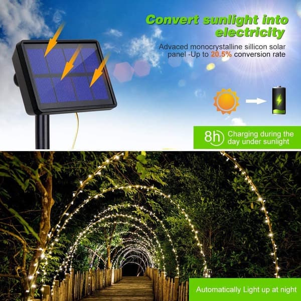 Aurinkokengät ulkokäyttöön 20m 200 LED-keijuvalot 8 tilaa