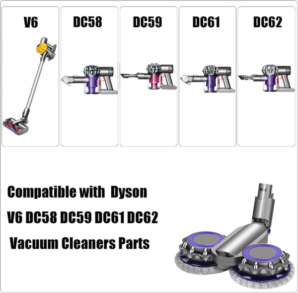 Elektrisk moppborsthuvud kompatibel Dyson V6 Animal Fluffy DC58 DC59 DC61
