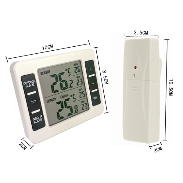 Kyl/Frys Termometer, Digital Intern Temp. Sensor, WP, med 2 Trådlösa Sensorer