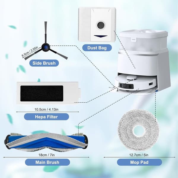 Velegnet til ECOVACS DEEBOT T30 PRO Omni / T30 Omni / T30 Max 20-delt tilbehørssæt