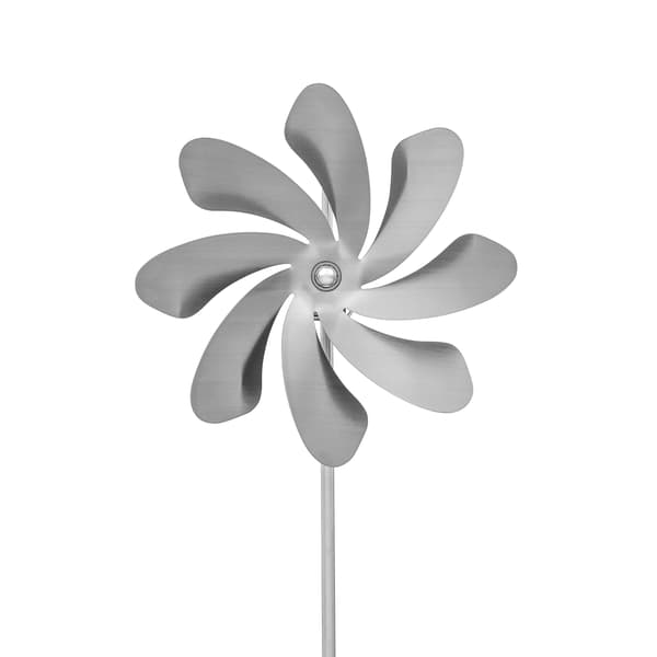 Vindmølle i rustfrit stål (rotordiameter 20 cm), med kuglelejer og en vindfane (roterer 360°).