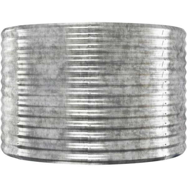 Trädgårdsblomkruka/växtlåda. Pulverlackerat stål. 100x100x68 cm. Silver.