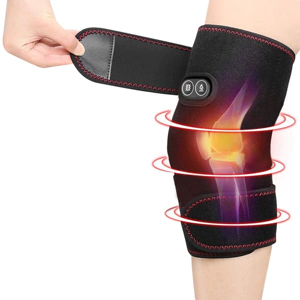 1 par knäled elektrisk uppvärmning vibration benmassager stöd massage terapi