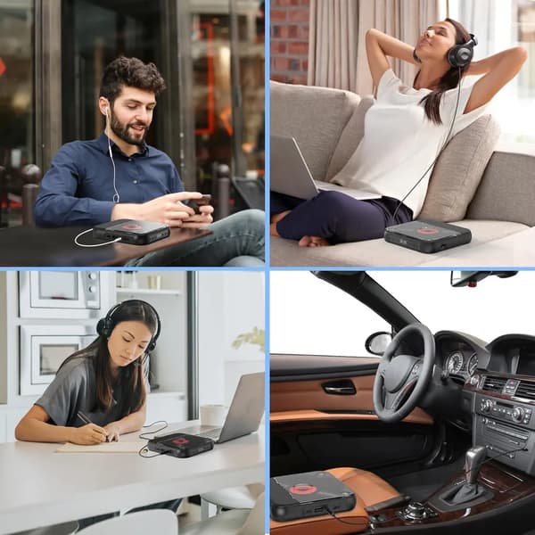 Kompakt ultratunn bärbar Bluetooth CD-spelare med USB-C snabbladdning, stöder MP3/WMA (Lila)