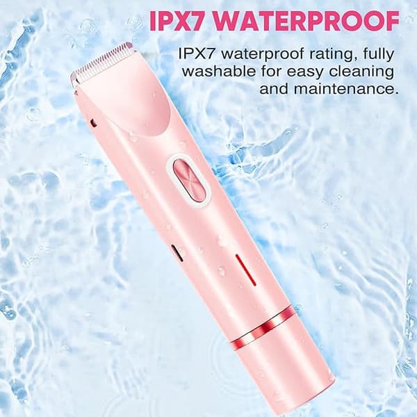 2-i-1 Vandtæt Elektrisk Bikini Trimmer & Ansigts Hårfjerner (Pink)