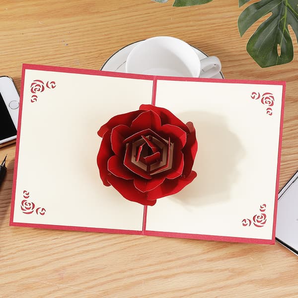 2 stykker romantisk bekendelse 3D rose Valentinsdagskort 13*16cm