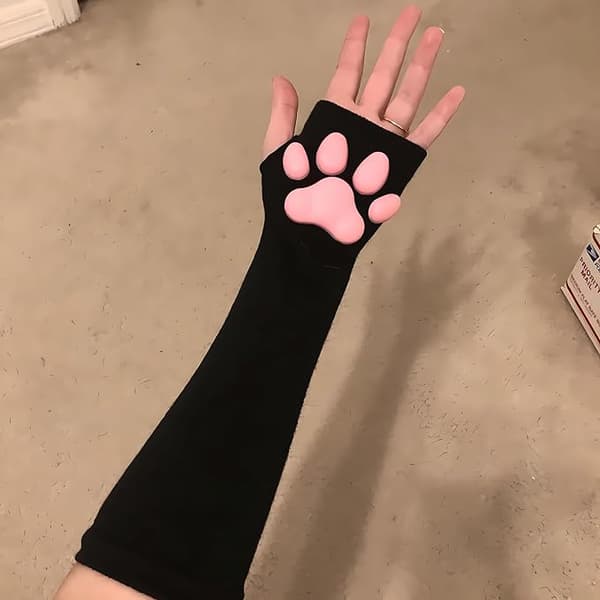 3D Katt tass strumpor Silikon tassdynor - Svart
